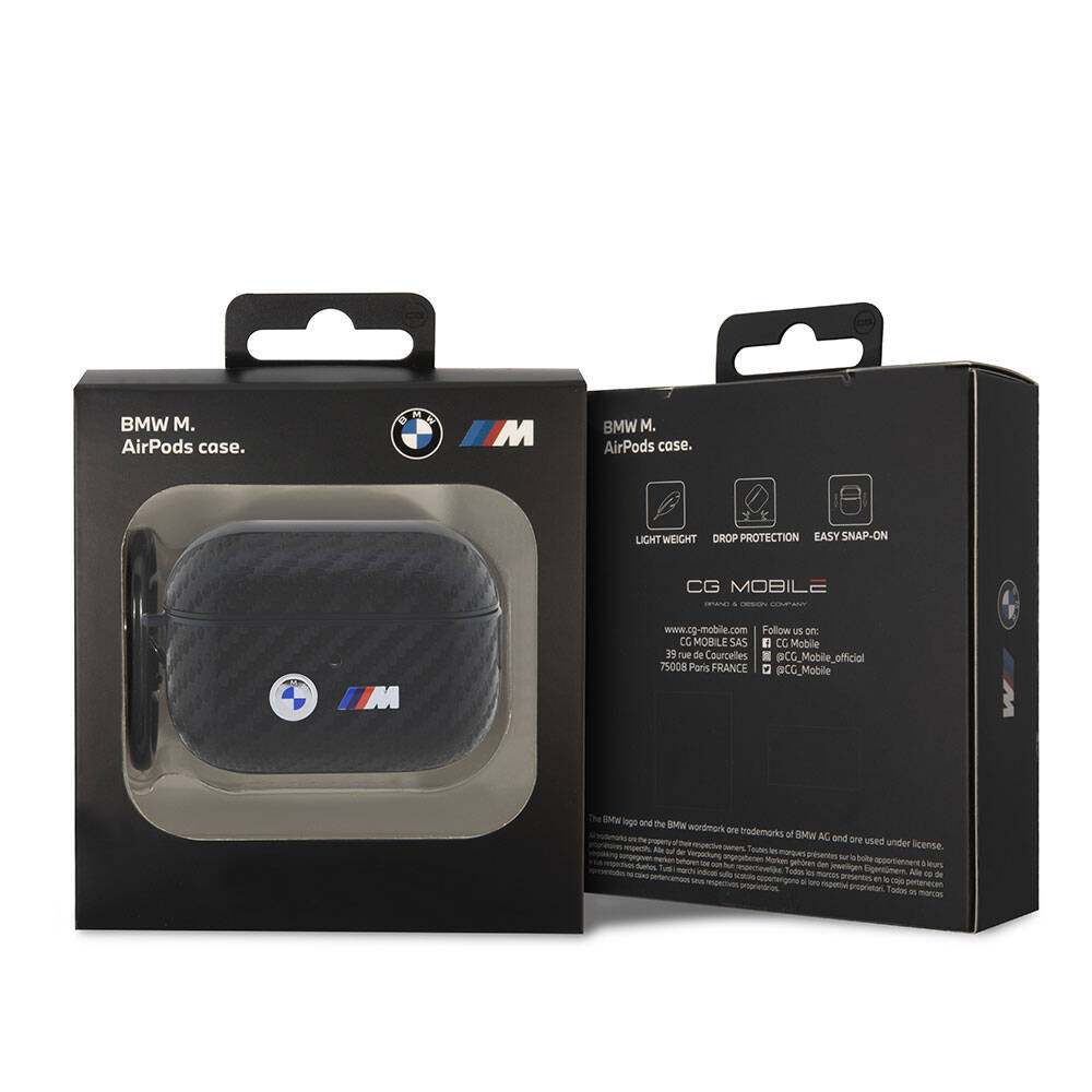 BMW Airpods Pro 2 Orjinal Lisanslı PU Karbon Fiber Tasarımlı Çift Metal Logolu Kılıf BMW Airpods Pro 2 Orjinal Lisanslı PU Karbon Fiber Tasarımlı Çift Metal Logolu Kılıf